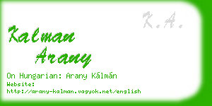 kalman arany business card