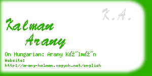 kalman arany business card